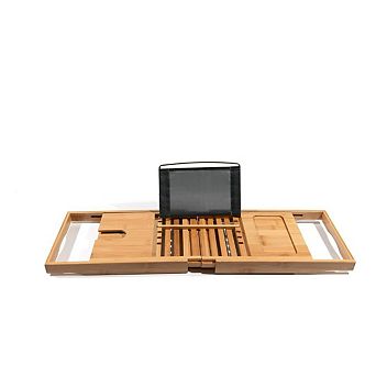 Luxury Bathtub Tray Caddy - Foldable Waterproof Bath Tray - Expandable Bath Caddy, Fits Most Tubs