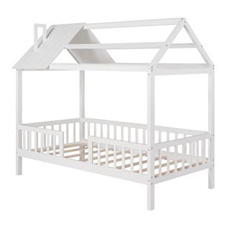 Merax Wood House Bed with Fence