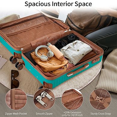 4-pcs Lightweight Expandable Luggage Set With 4 Packing Cubes, Tsa Lock, Spinner Wheels(16/20/24/28)