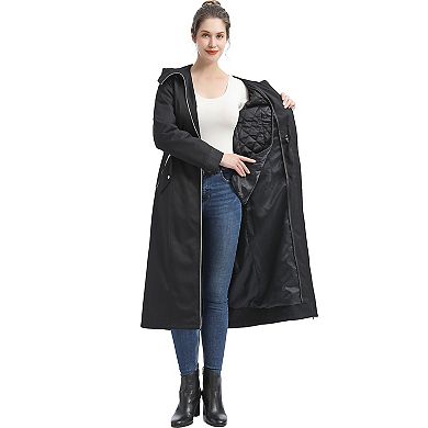 Plus Size Bgsd Zip-out Lined Hooded Long Raincoat