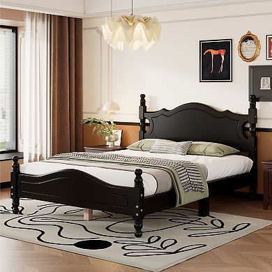 Merax Wood Platform Bed Frame,retro Style Platform Bed With Wooden Slat Support