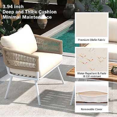 Merax 4-piece Boho Rope Patio Furniture Set