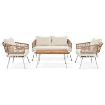 Merax 4 pc Boho Rope Patio Furniture Set