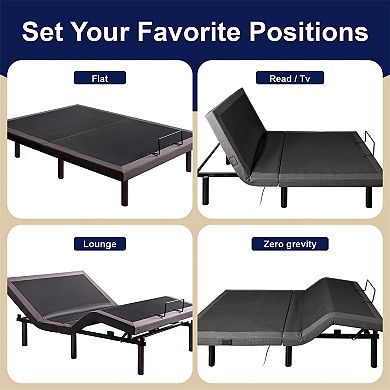 Queen Size Zero Gravity Adjustable Bed Frame With Head & Foot Incline, Usb Charging