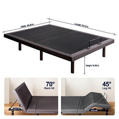 Queen Size Zero Gravity Adjustable Bed Frame With Head & Foot Incline, Usb Charging