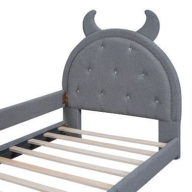 Merax Twin Size Upholstered Daybed with OX Horn Shaped Headboard
