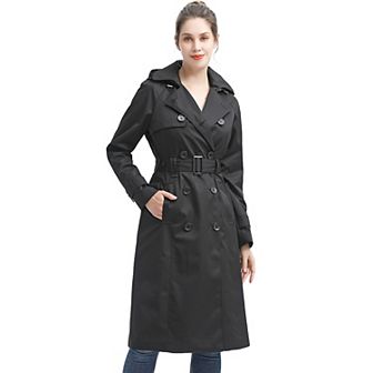 Plus Size Bgsd Three-quarter Length Waterproof Hooded Trench Coat