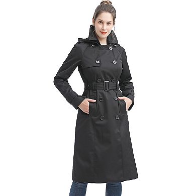 Plus Size Bgsd Three-quarter Length Waterproof Hooded Trench Coat