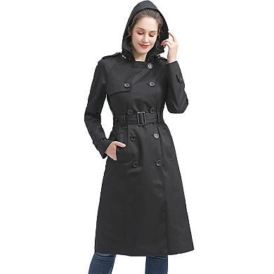 Plus Size Bgsd Three-quarter Length Waterproof Hooded Trench Coat
