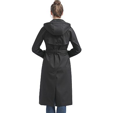 Plus Size Bgsd Three-quarter Length Waterproof Hooded Trench Coat