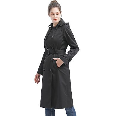 Plus Size Bgsd Three-quarter Length Waterproof Hooded Trench Coat