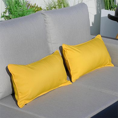 11.81"*21.65" Set Of 2 Solid Color Woven Rectangular Outdoor Lumbar Pillow