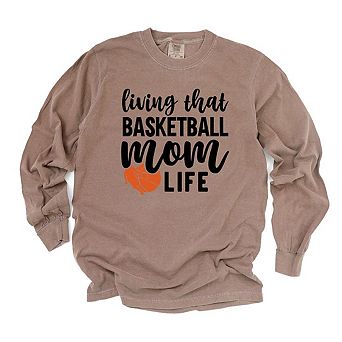 Basketball Mom Life Garment Dyed Long Sleeve Tees