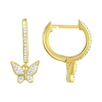 Chrystina Crystal Butterfly Charm Hoop Earrings