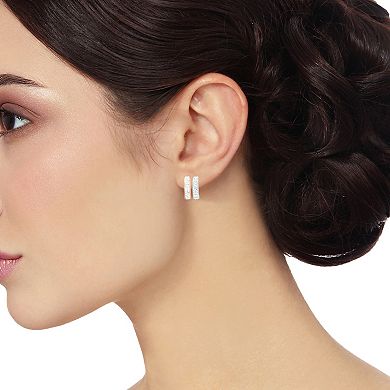 Chrystina 2-Pair Crystal Two-Tone Post Hoop Earring Set