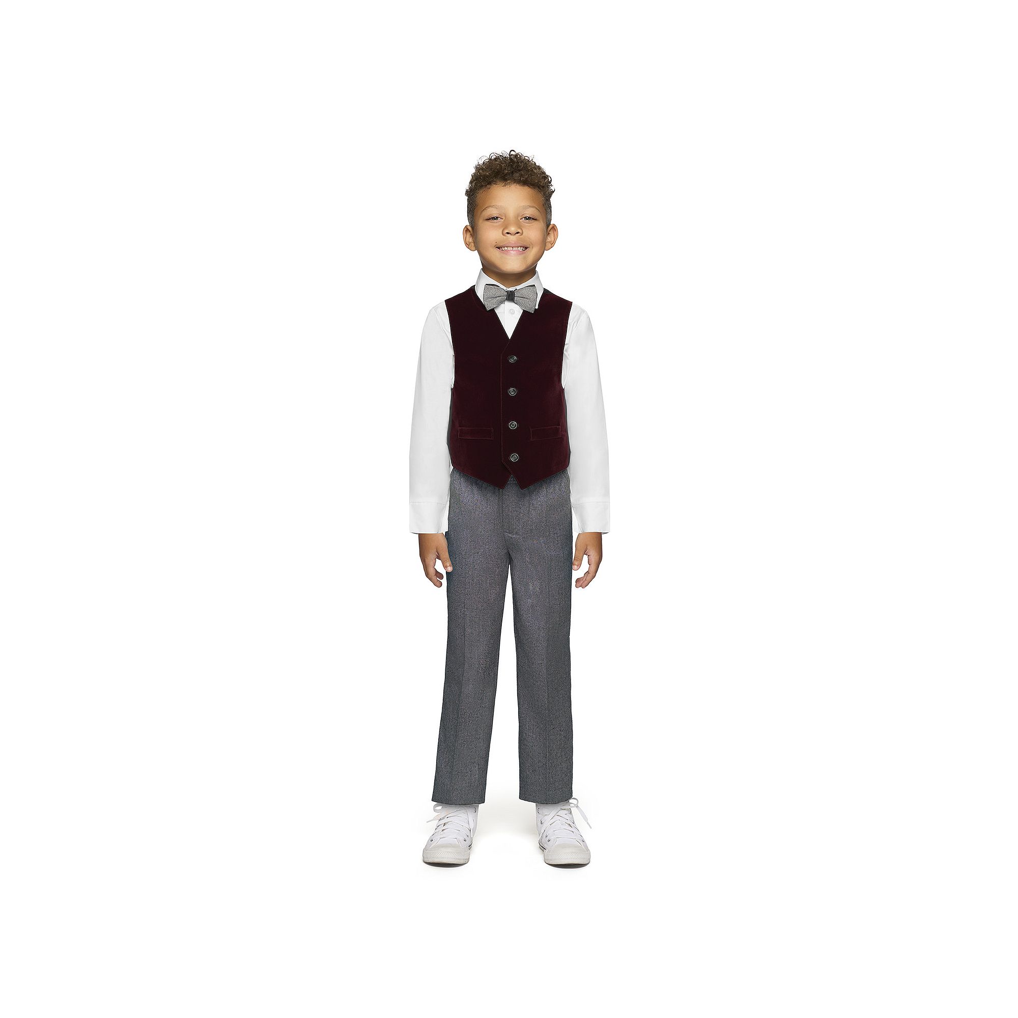 Boys IZOD Velvet Vest, Shirt, Pants, & Bowtie Set, Boys, Size: 4, Red