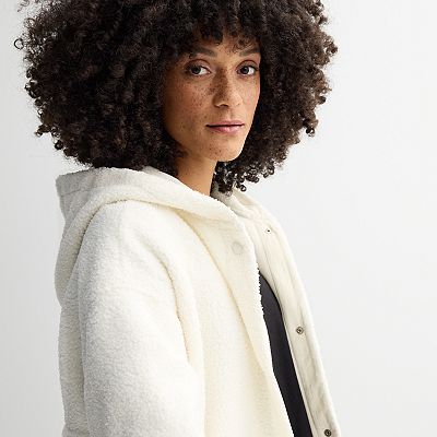 Women's FLX Long High Pile Mixed Media Hooded Jacket