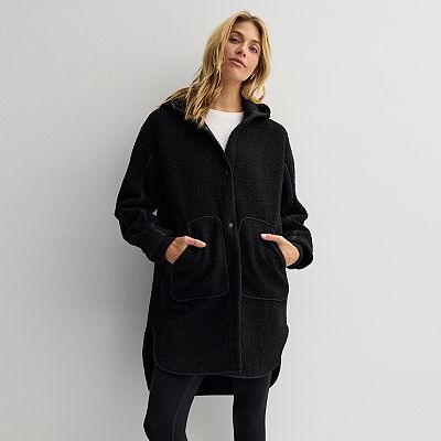 Women's FLX Long High Pile Mixed Media Hooded Jacket