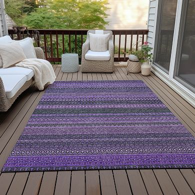 Addison Chantille Striped Washable Indoor / Outdoor Throw or Area Rug