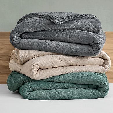 Bearpaw Carson Embossed Flannel Comforter Set with Shams