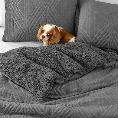 Bearpaw Carson Embossed Flannel Comforter Set with Shams