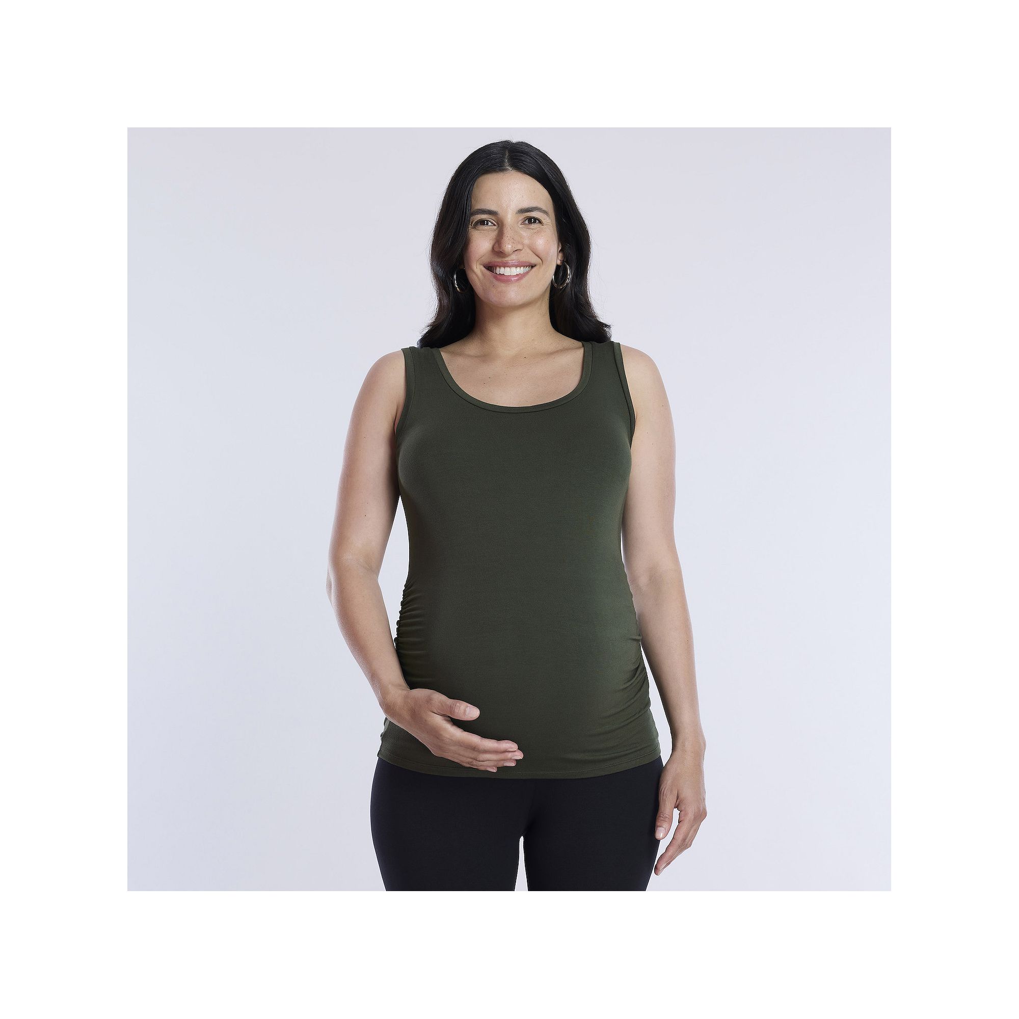 Maternity Motherhood® Side Ruched Tank, Womens, Size: Large-Mat, Burnt Gr