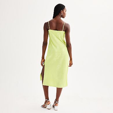Juniors' Rewind Cowl Neck Satin Slip Dress