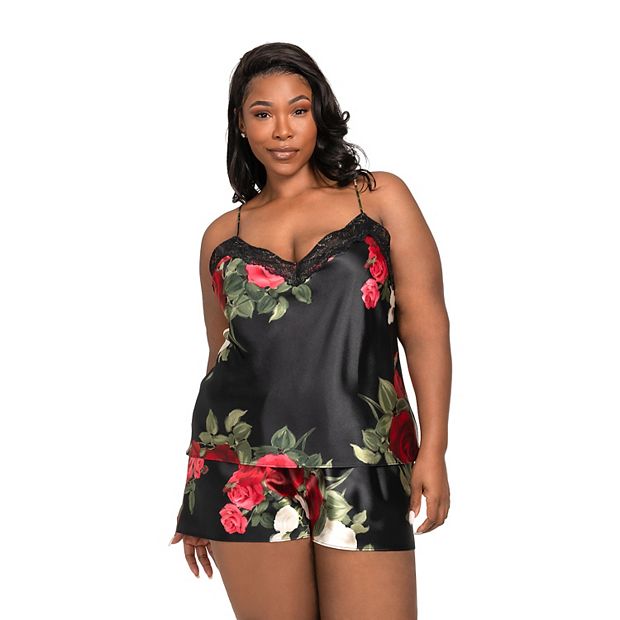 Plus size satin pajama short sets sales