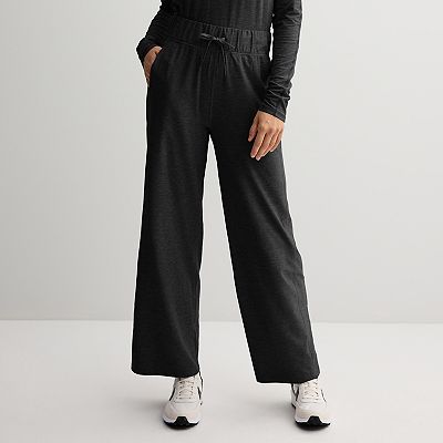 【WONDER WONDER】Nylon Color Piping Long Wide Training Pants 6972707_Black_Heather_Coal?wid
