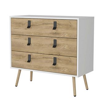 Kimball 3-drawer Dresser, Modern Chic Storage With Wooden Legs