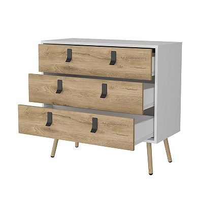 Kimball 3-drawer Dresser, Modern Chic Storage With Wooden Legs