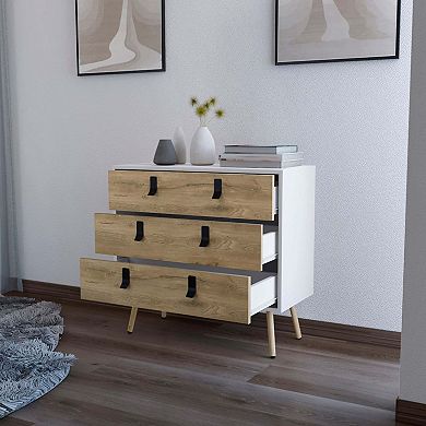 Kimball 3-drawer Dresser, Modern Chic Storage With Wooden Legs