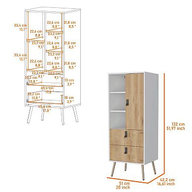 Kimball Tall Dresser, Modern Design With 2 Drawers And Ample Storage