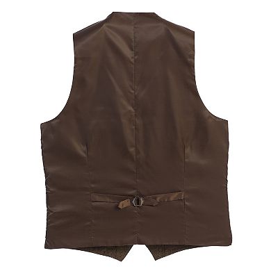 Gioberti Men's 5 Button Tailored Collar Slim Fit Formal Herringbone Tweed Suit Vest