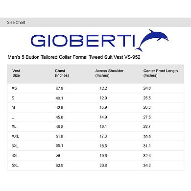 Gioberti Men's 5 Button Tailored Collar Slim Fit Formal Herringbone Tweed Suit Vest