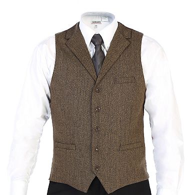 Gioberti Men's 5 Button Tailored Collar Slim Fit Formal Herringbone Tweed Suit Vest