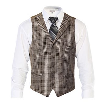 Gioberti Men's 5 Button Tailored Collar Slim Fit Formal Herringbone Tweed Suit Vest