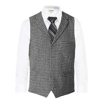 Gioberti Men's 5 Button Tailored Collar Slim Fit Formal Herringbone Tweed Suit Vest
