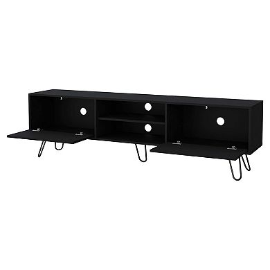 Selby Tv Rack, Hairpin Leg Design With Spacious Storage