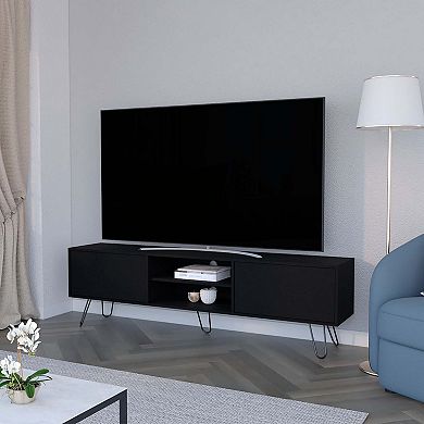 Selby Tv Rack, Hairpin Leg Design With Spacious Storage