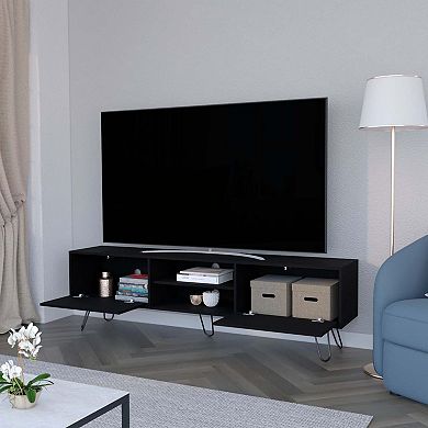 Selby Tv Rack, Hairpin Leg Design With Spacious Storage