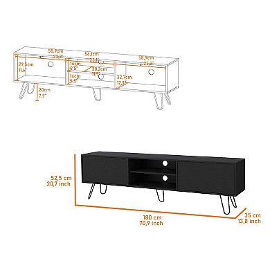 Selby Tv Rack, Hairpin Leg Design With Spacious Storage