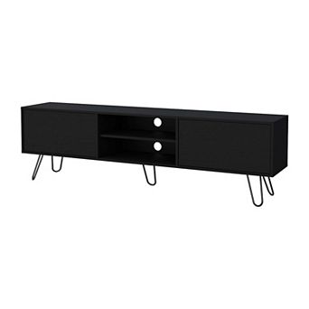 Selby Tv Rack, Hairpin Leg Design With Spacious Storage
