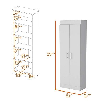 Dawson Pantry Cabinet With Sleek 5-shelf Storage