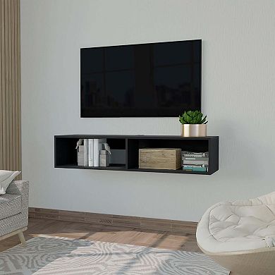 Yankton Floating Tv Stand With Spacious Shelves And Cable Management