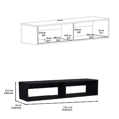 Yankton Floating Tv Stand With Spacious Shelves And Cable Management
