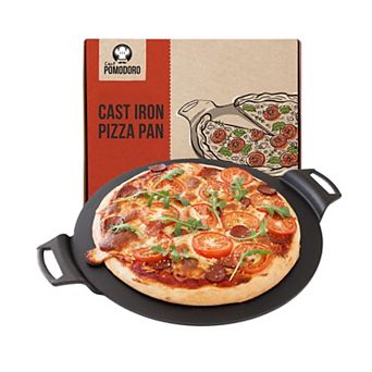 Chef Pomodoro Cast Iron Pizza Pan, 15" Inch Pre-seasoned Skillet, With Handles, Baking Pan