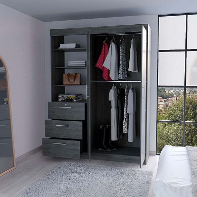 Tempe 3 Drawers Armoire, 3-tier Shelf, 2-door
