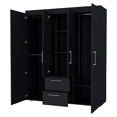 Boyden Wardrobe, All-in-one 2-door Armoire With Central Storage
