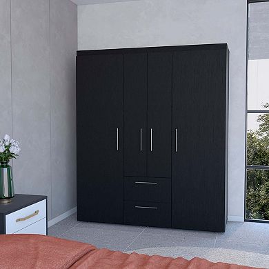 Boyden Wardrobe, All-in-one 2-door Armoire With Central Storage